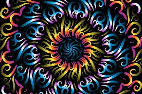Colourful caleidoscope gradient flower and leaf art pattern of indonesian Stock Illustration