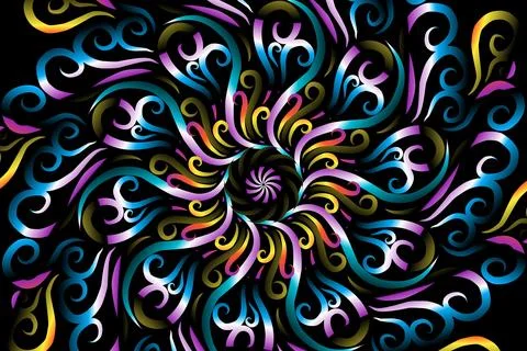Colourful caleidoscope gradient flower and leaf art pattern of indonesian Stock Illustration