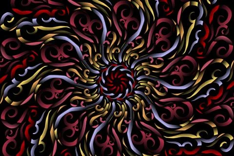Colourful caleidoscope gradient flower and leaf art pattern of indonesian Stock Illustration