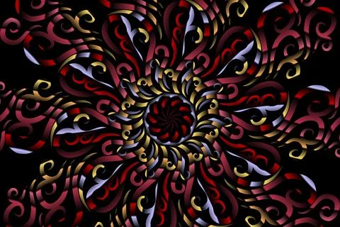 Colourful caleidoscope gradient flower and leaf art pattern of indonesian Stock Illustration