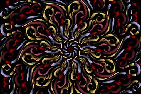 Colourful caleidoscope gradient flower and leaf art pattern of indonesian Stock Illustration