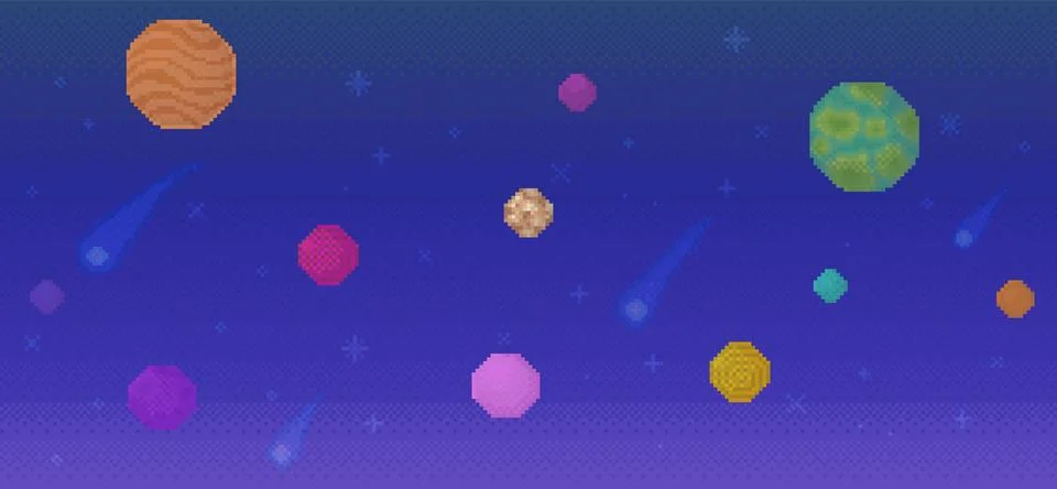 Colourful Celestial Objects and Comets Floating in Deep Space Against a Sta.. Stock Illustration