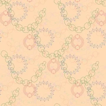 Colourful chains and bracelets seamless pattern on beige background. Stock Illustration
