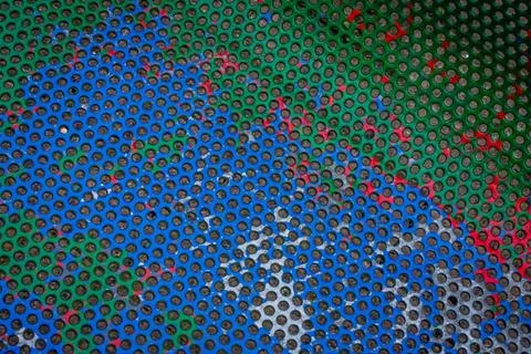 Colourful circle patterns Colourful circle patterns on the painted metal b... Stock Photos