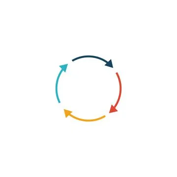 A Colourful Circular Four Arrows in circle. Stock Vector illustration isolated Stock Illustration