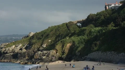 Colourful cliffs at the Celtic Sea Stock Footage 66728353
