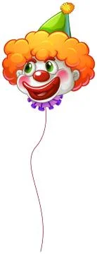 A colourful clown balloon with a string Stock Illustration