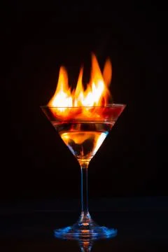 Colourful coctail on fire Stock Photos