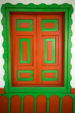 Colourful colonial style window Stock Photos