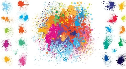 Colourful Composition of Spots of Paint Stock Illustration