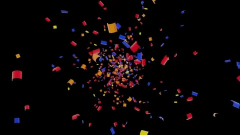 Colourful Confetti Falling On Black Background. Holiday And Celebrations concept Vídeo Stock 141400434