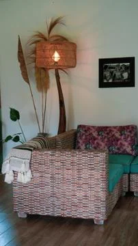 Colourful couch with lights Stock Photos