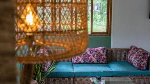 Colourful couch with lights Stock Photos