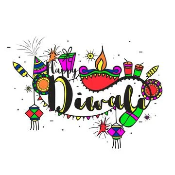 Colourful creative elements for Diwali Celebration. Illustrazione stock