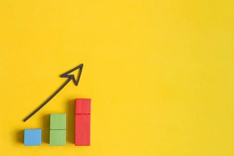 Colourful cubes drawn arrow Stock Photos