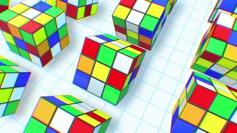 Colourful Cubes on White Grid Background Stock Footage 265861474
