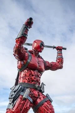 Colourful Deadpool sculpture Stock Photos