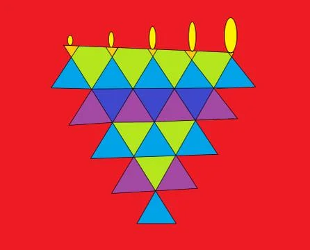 Colourful design making with triangles and red background Stock Illustration