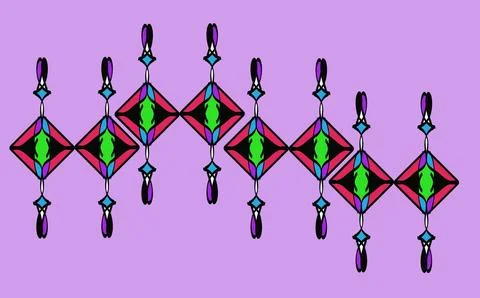 Colourful diamond pattern on light purple background Stock Illustration