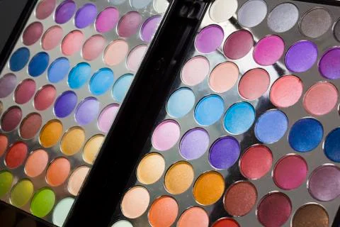 Colourful display of eye make-up Stock Photos