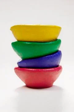 Colourful diyas Stock Photos