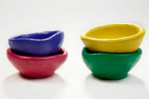 Colourful diyas Stock Photos