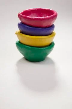 Colourful diyas Stock Photos