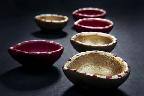 Colourful diyas Stock Photos