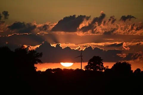 Colourful dramatic sky with clouds during sunset Foto stock