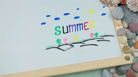 The colourful drawn landscape Stock Footage 87203387