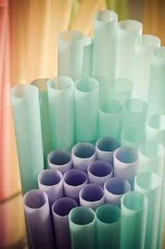 Colourful drinking straws 写真素材