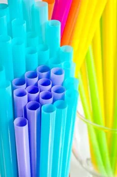 Colourful drinking straws Foto stock