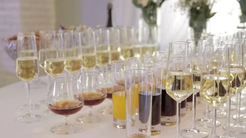 Colourful Drinks at a Wedding Party Stock Footage 300492394