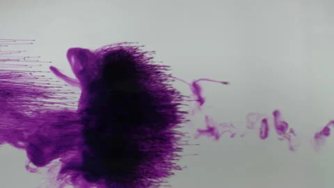 Colourful dynamic abstract background. Potassium permanganate crystals in the wa Stock Footage 133593104