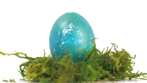 Colourful Easter Egg Spinning on White Background, Easter Stock-Footage 129070731
