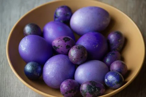 Colourful easter eggs. Colored eggs purple Stock Photos