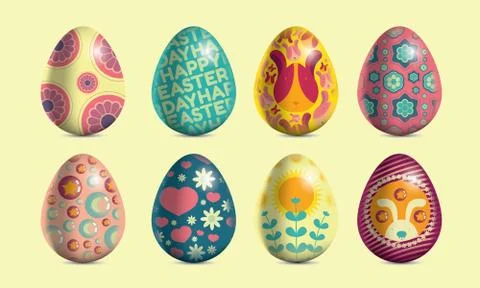 Colourful Easter Eggs on cream background Stock Illustration