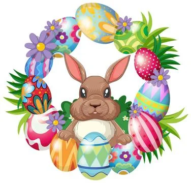 Colourful Easter Eggs with Cute Bunny 스톡 일러스트