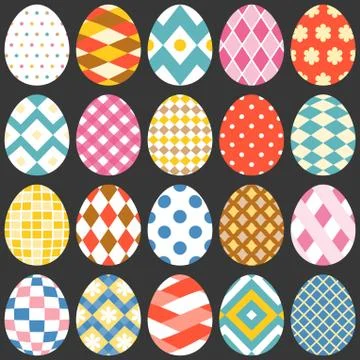 Colourful easter eggs, flat design set 2 Stockillustratie