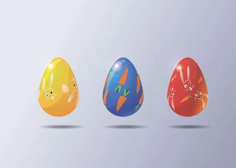 Colourful Easter Eggs on gray background. Happy Easter Stock Illustration