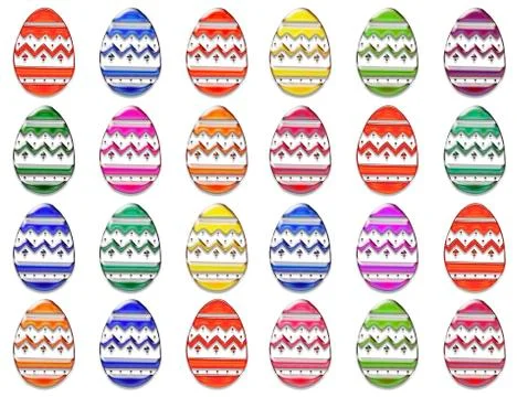 Colourful easter eggs in a row, pattern, graphic Stock Illustration