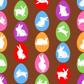 Colourful easter pattern with bunnies and eggs Illustrazione stock