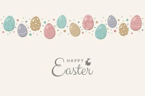 Colourful eggs on background with Happy Easter wishes. Vector Stock Illustration