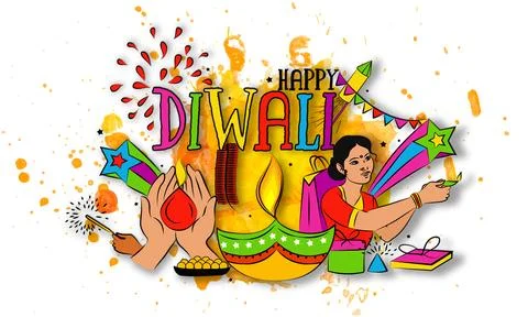 Colourful Elements for Diwali Celebration. Stock Illustration