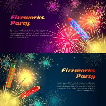 Colourful Exploding Rockets on Bright Background Stock Illustration