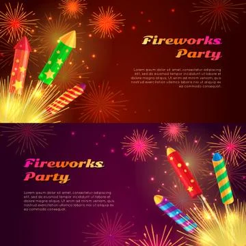 Colourful Exploding Rockets on Bright Background イラスト素材