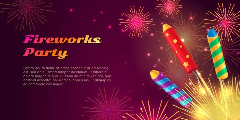 Colourful Exploding Rockets on Bright Background Stock Illustration