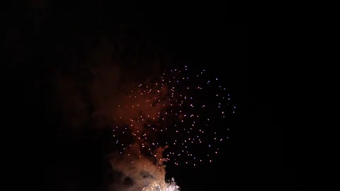 Colourful Firework Display Late At Night, Spanish Festival Celebration. Stock Footage 112030658