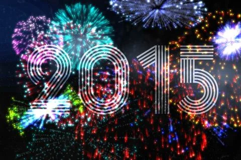 Colourful fireworks exploding on black background Stock Illustration