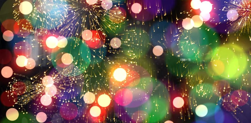 Colourful fireworks exploding on black background イラスト素材